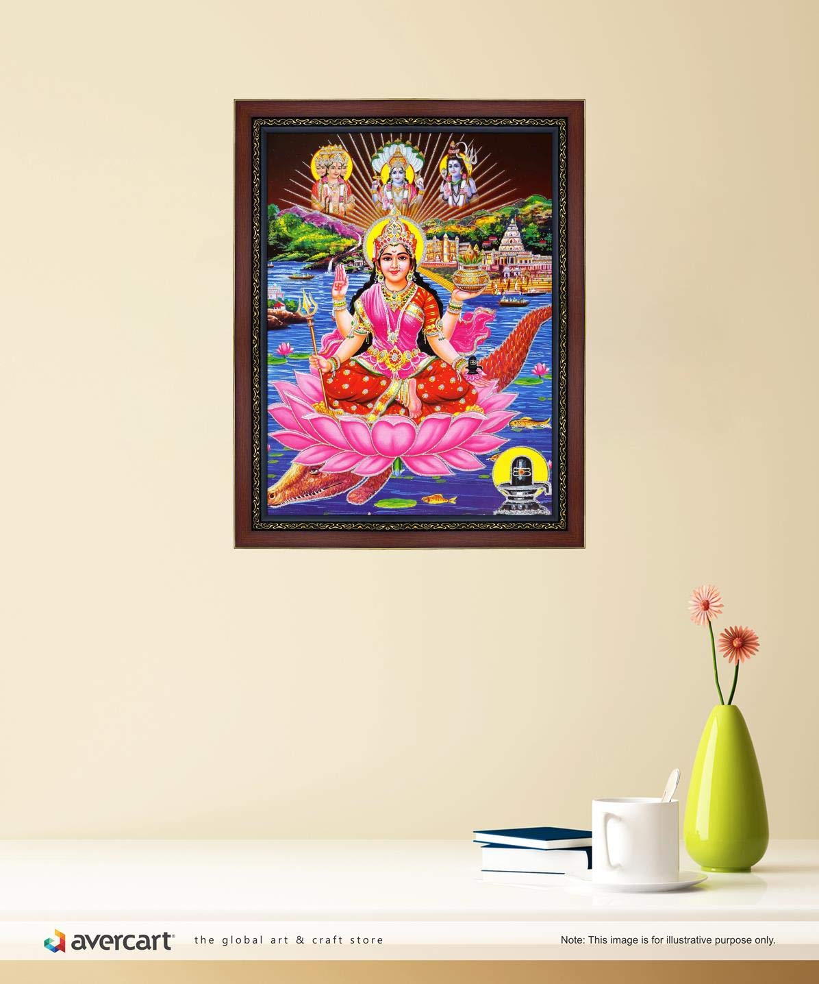 Avercart Goddess Narmada Poster 12x16 inch Framed (With frame size